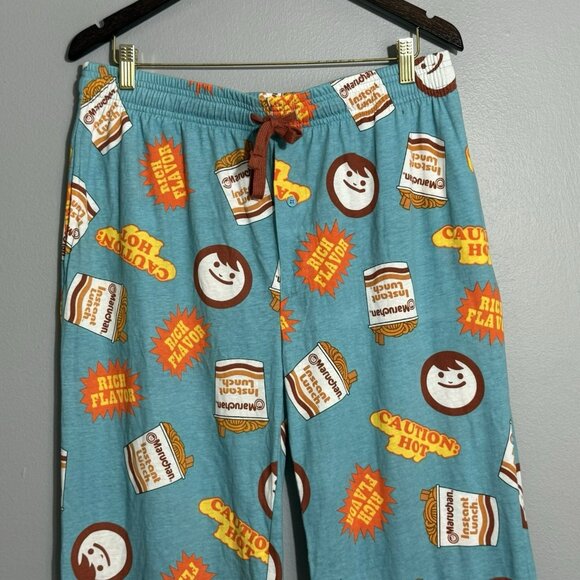 Mad Engine Maruchan Noodles Pajamas Pants Lounge Men Size L Elastic Pattern Logo - Picture 3 of 12